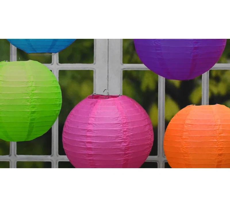 LumaBase Round Paper Lanterns - 5 Count (Set of 5)
