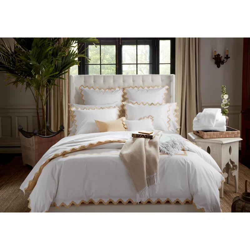Aziza 600 Thread Count Embellished Cotton Sham - Champagne