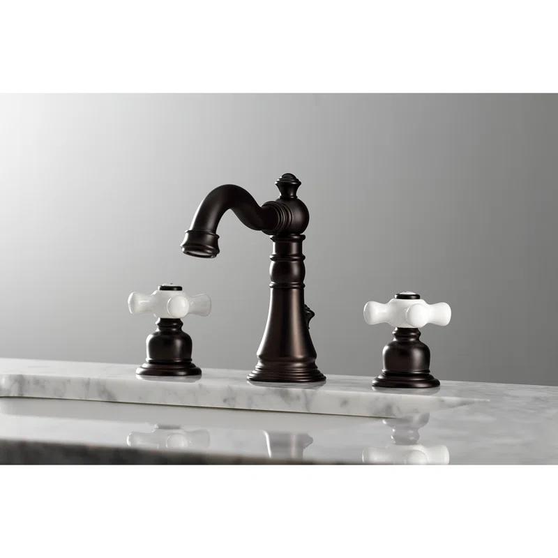 Kingston Brass FSC1975PX Kingston Brass American Classic Two-Handle 3-Hole Deck Mount Widespread Bathroom Faucet with Pop-Up Drain