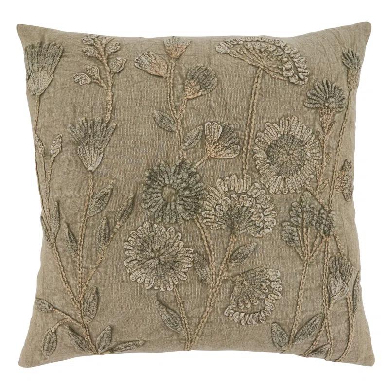 Saro Genevieve Collection Appliqued Cotton Pillow Cover