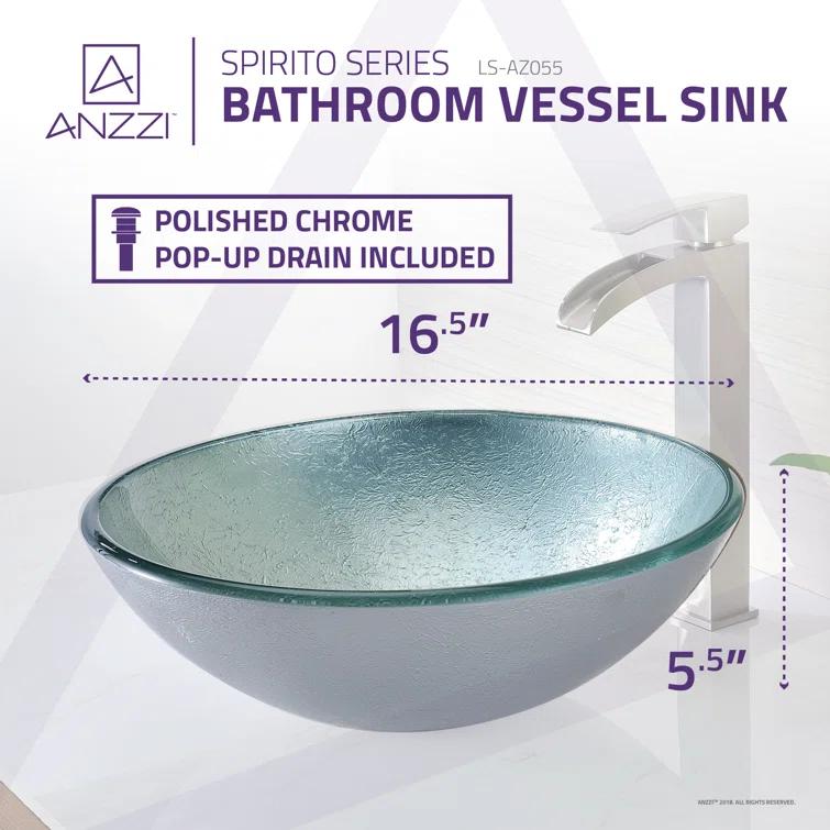 ANZZI Spirito Silver/Green Circular Vessel Bathroom Sink LS-AZ055