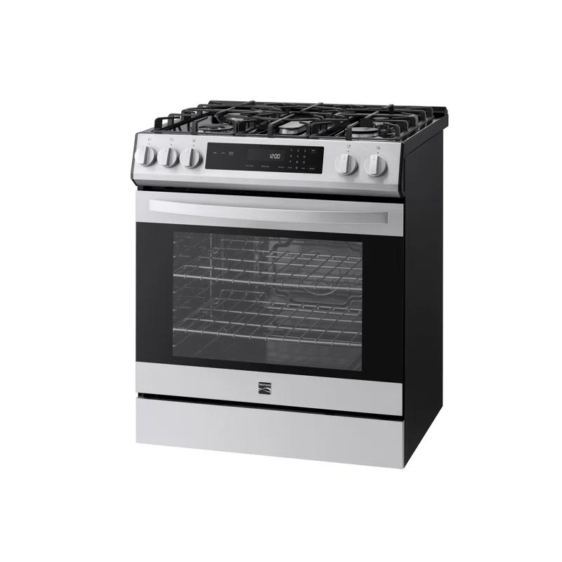 Kenmore 5.6 cu. ft. Front-Control Gas Range with 5 Burners and Hidden Bake Stainless Steel