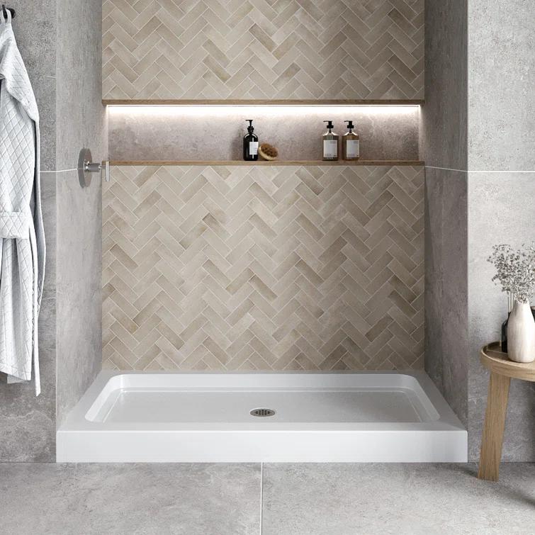 Streamline Bath Streamline 60 in. x 32 in. Alcove Acrylic Shower Base With Center Drain, Drain Included GB-516-68