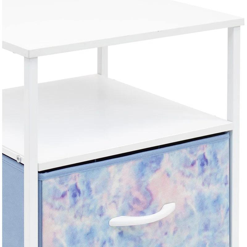 Sorbus 1 Drawer and Shelves Nightstand with Steel Frame, Wood Top & Fabric Bins in Tie Dye & Reviews | Wayfair