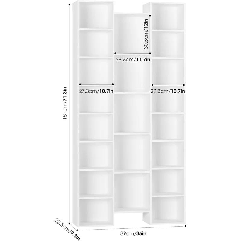 Latitude Run® Triple Wide 8 Tier Media Storage Tower Rack, 71" Tall Bookshelf Black Bookshelf