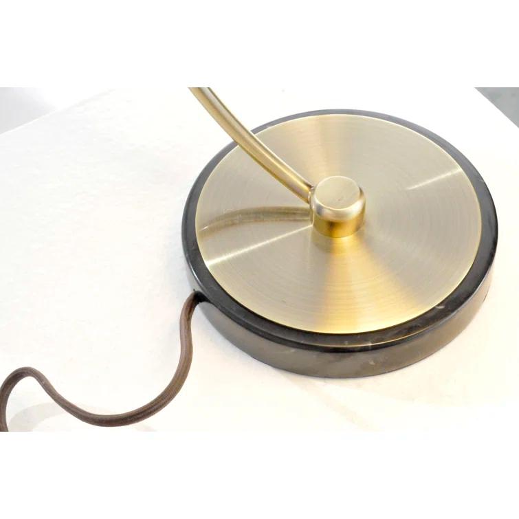 Luna Bella Table Lamp - 28", Weathered Brass, Matte White/Gold Leaf Shade, Marble Base, Dimmer Switch