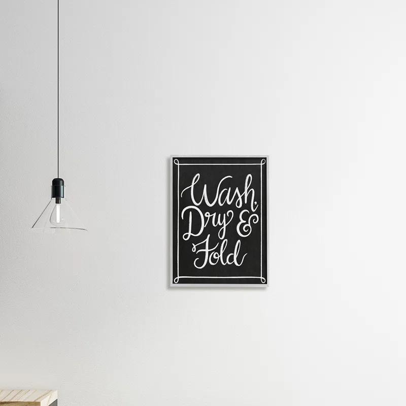 Stupell Industries " Wash Dry And Fold Curved Loop Border Black White "
