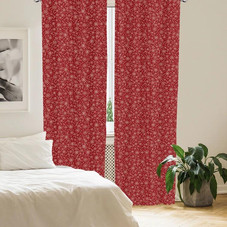 Ambesonne Winter Season Holiday Themed Vibrant Background Snowflakes with Polka Dot, Window Treatments Semi-Sheer Rod Pocket Sliding Panel (Set of 2)