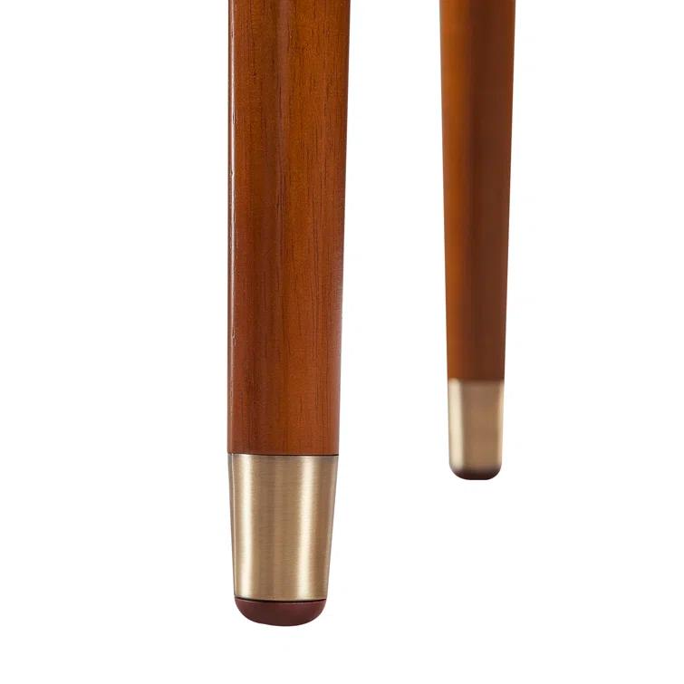 Wrought Studio™ Sabornton 40" Mid-Century Modern Coffee Table with Storage Shelf, Walnut Finish and Brass Leg Tips