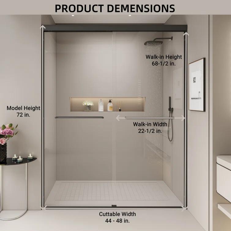 EASTANA Semi-frameless bypass bathroom sliding door AADSH6269LL