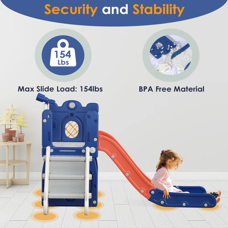 7 in 1 Kids Slide, Toddler slide with Climber Outdoor Indoor Slide Playset