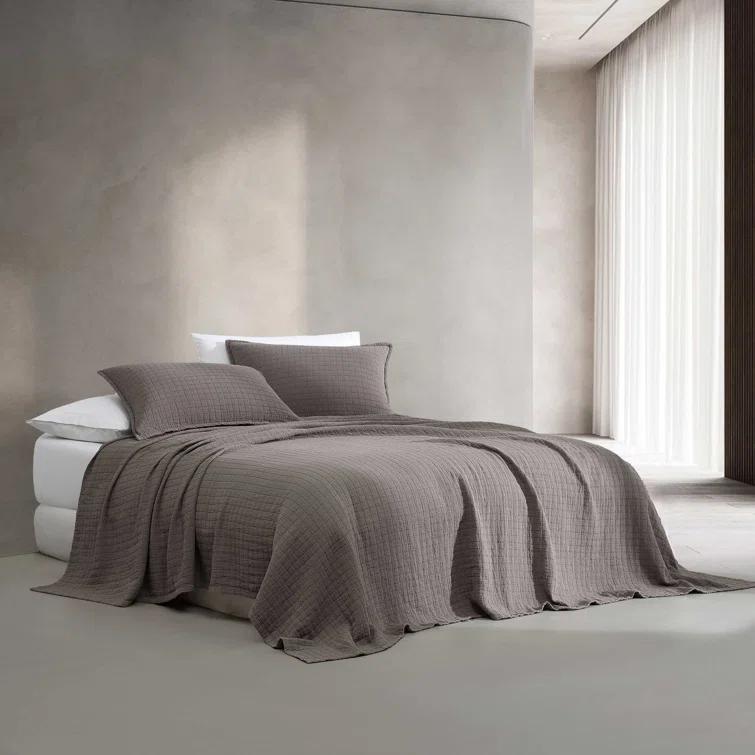Essential Garment Washed Solid Reversible Cotton Coverlet