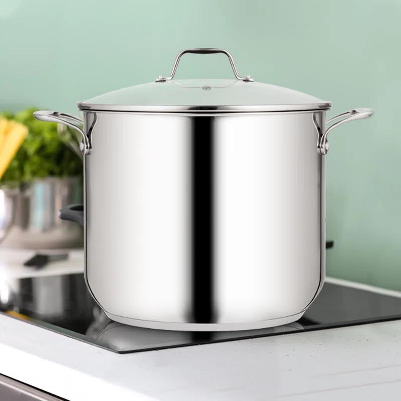 NutriChef 19-Quart Stainless Steel Stock Pot 2-Pack - Commercial Grade With Glass Lids