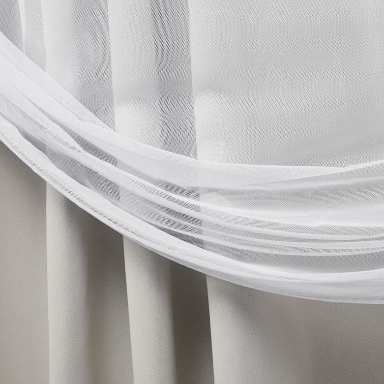 Amalgamated Textiles Exclusive Home Catarina Layered Solid Room Darkening and Sheer Hidden Tab/Rod Pocket Top Curtain Panel Pair (Set of 2)