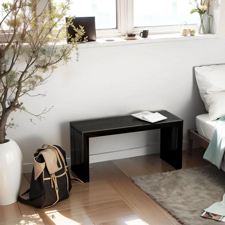 Latitude Run® Seamas Bamboo Bench, Farmhouse Dining Bench Entryway Bench for Living Room, Hallway, Bedroom, Bathroom