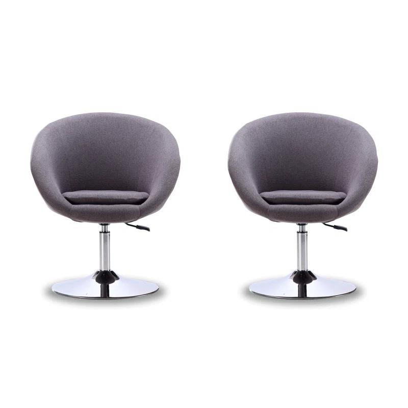 Manhattan Comfort Hopper Twill Weave Upholstered Swivel Accent Chair in Gray (Set of 2)