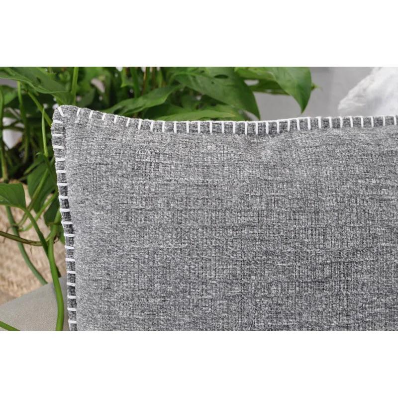 Oveesha Soft Chenille Throw Pillow Covers With Stitched Edge (Set of 2)