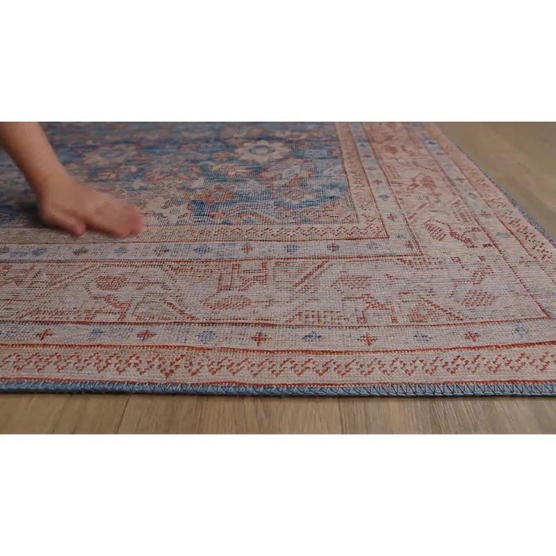 Emi Oriental Dark Blue/Brick Red/Cream Area Rug