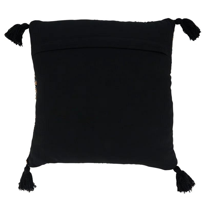 Saro Aziza Collection Tassels Cotton Pillow Cover