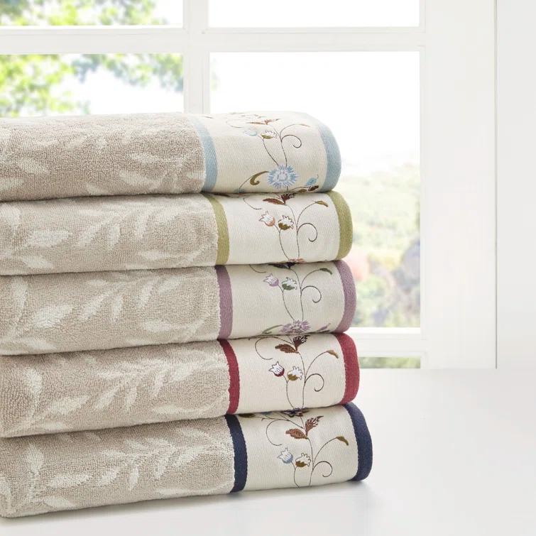 Madison Park Raheem Embroidered Cotton Jacquard Towel Set (Set of 6)