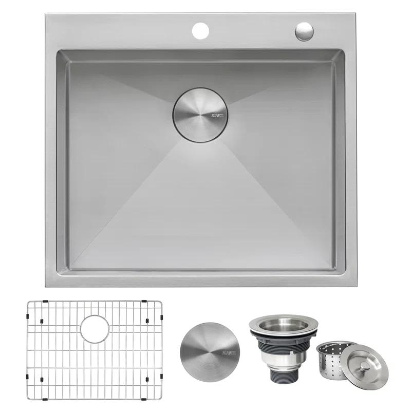 Ruvati RVH8071 Ruvati 21 inch Drop-in Topmount Rounded 16 Gauge Stainless Steel Kitchen Sink Single Bowl