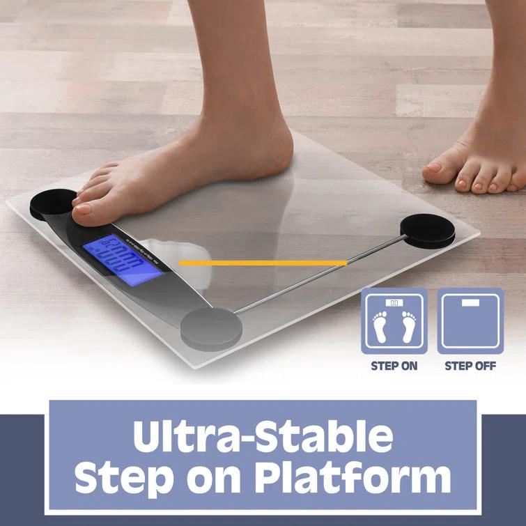Prominence Home Ultra Thin, Clear Glass Scale With Easy To Read LCD Display - Auto Step On