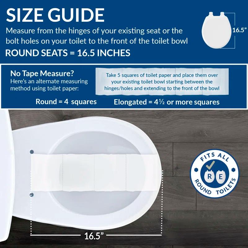 Mayfair by Bemis 7M844BN 000 Mayfair 44CP Featuring STAY-TITE Seat Fastening System & Hinges, ROUND, White