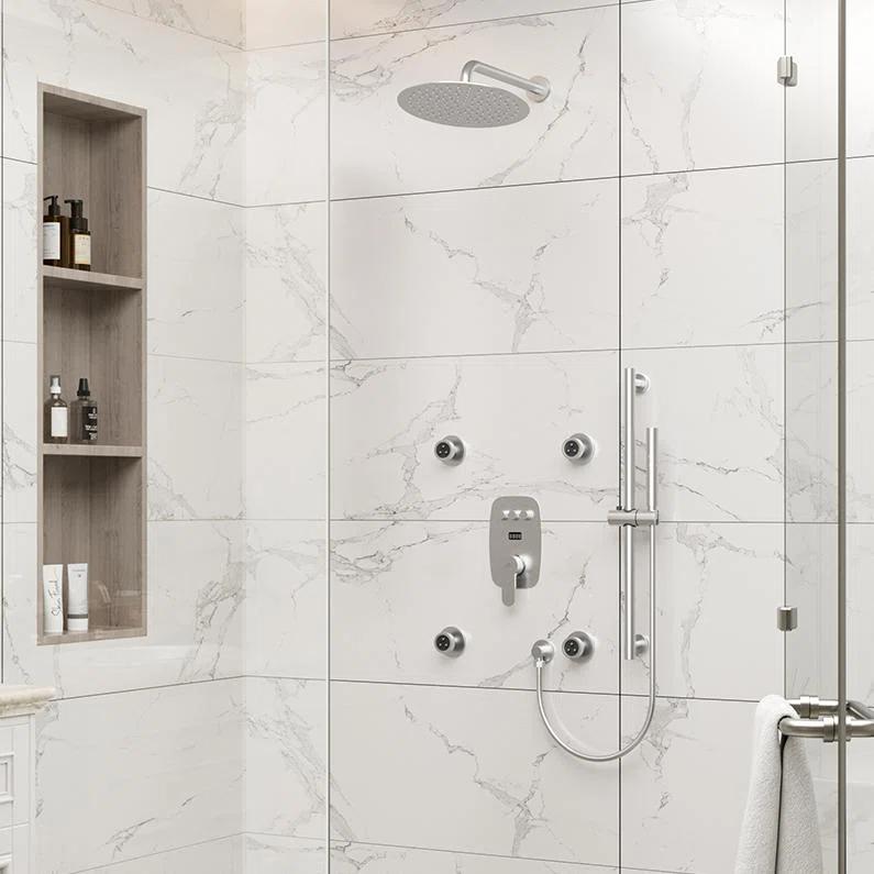 CASAINC 3-Function 12 Inch Temperature Digital Display Shower System With 2-Setting Slider Bar Handheld And 4Pcs Body Jets BR01009SX12BN