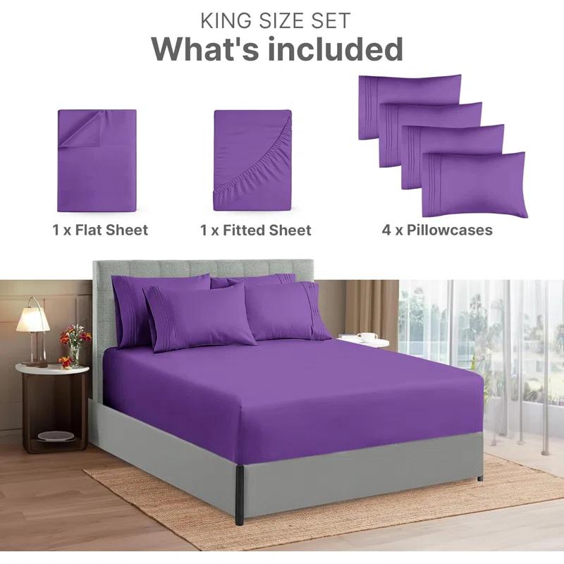CGK Linens 6 Piece Extra Deep Pocket Ultra Soft & Cooling Sheet Set