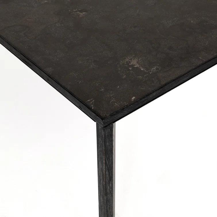 Black-Washed Oak Rectangular Dining Table with Bluestone Inset