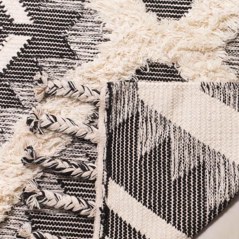 Foundry Select Cedarvale Kenya Hand Knotted Wool/Cotton Southwestern Rug in Ivory/Black