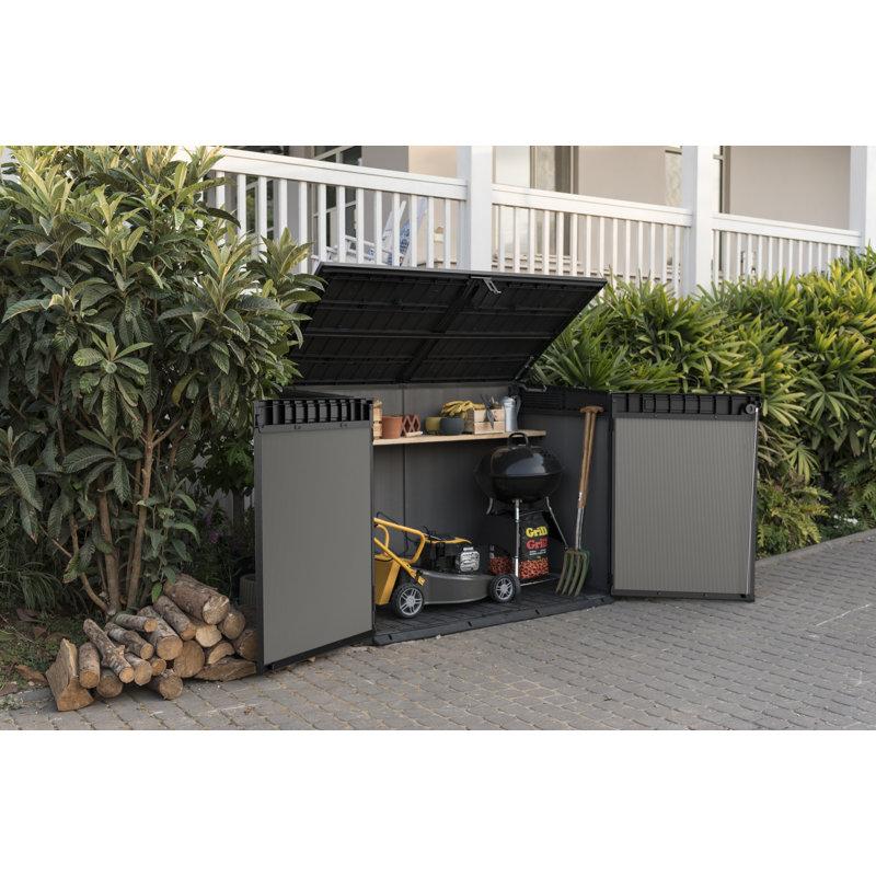 Keter Keter Premier Jumbo 6.2x4.3 ft. Horizontal Durable Resin Outdoor Storage Shed With Floor and Double Doors for Garden Patio Furniture and Tools