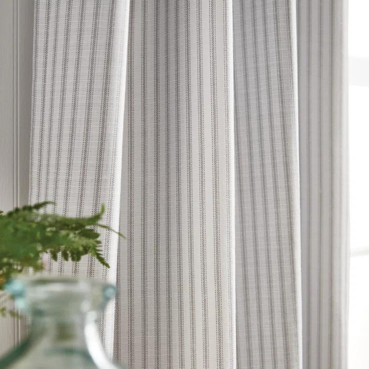 Martha Stewart Ticking Cotton Blend Striped Blackout Rod Pocket Curtain Panels & Reviews | Wayfair