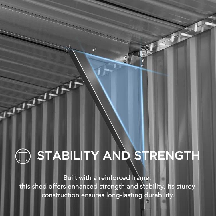 Sunjoy Sunjoy Outdoor Storage Shed 10 x 20 ft. Carport, Patio Metal Utility Large Storage Shed Garage with 2 Doors and 4 Vents, for Car, Truck, Bike, Garbage Can, Tool, Lawnmower