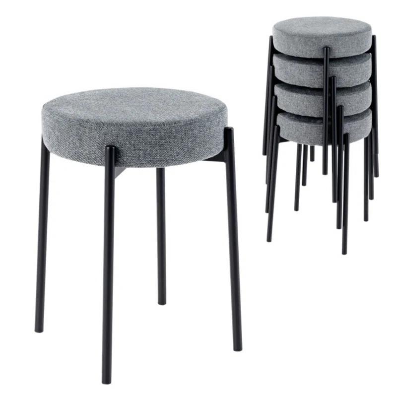 George Oliver Bar Stools Set Of 4 Upholstered Kitchen Stools With Foot Pads