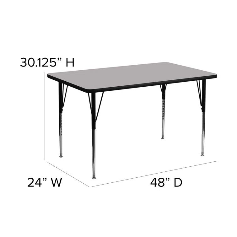 Flash Furniture Goddard 24''W x 48''L Rectangular HP Laminate Activity Table - Adjustable Legs