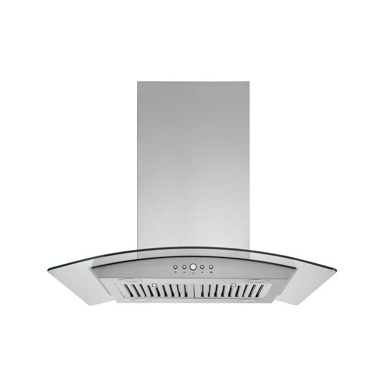 Hauslane Hauslane 30" Stainless Steel 600 CFM Convertible Island Range Hood with Baffle Filter IS-200SS-30