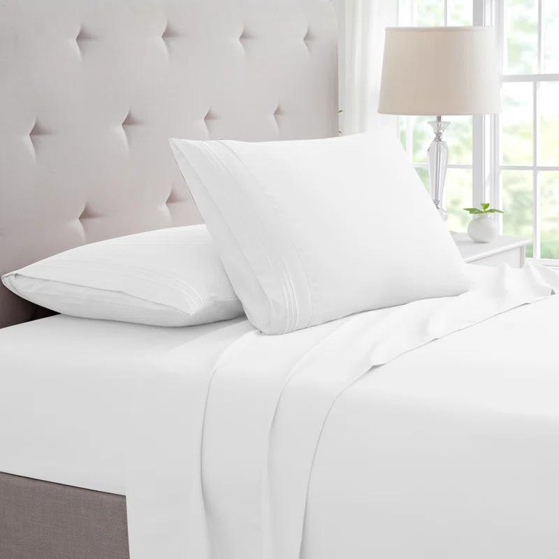 Bamboo 1800 Thread Count 3 Line Embroidered Deep Pocket Sheet Set (4pc)