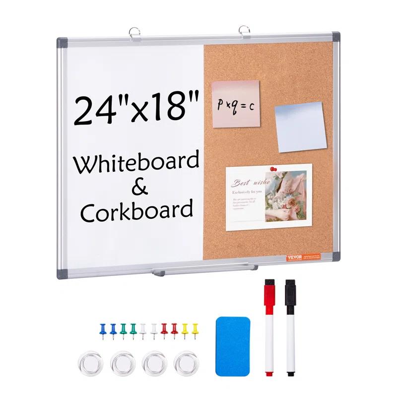 VEVOR Whiteboard & Cork Board Combo with Aluminum | Wayfair