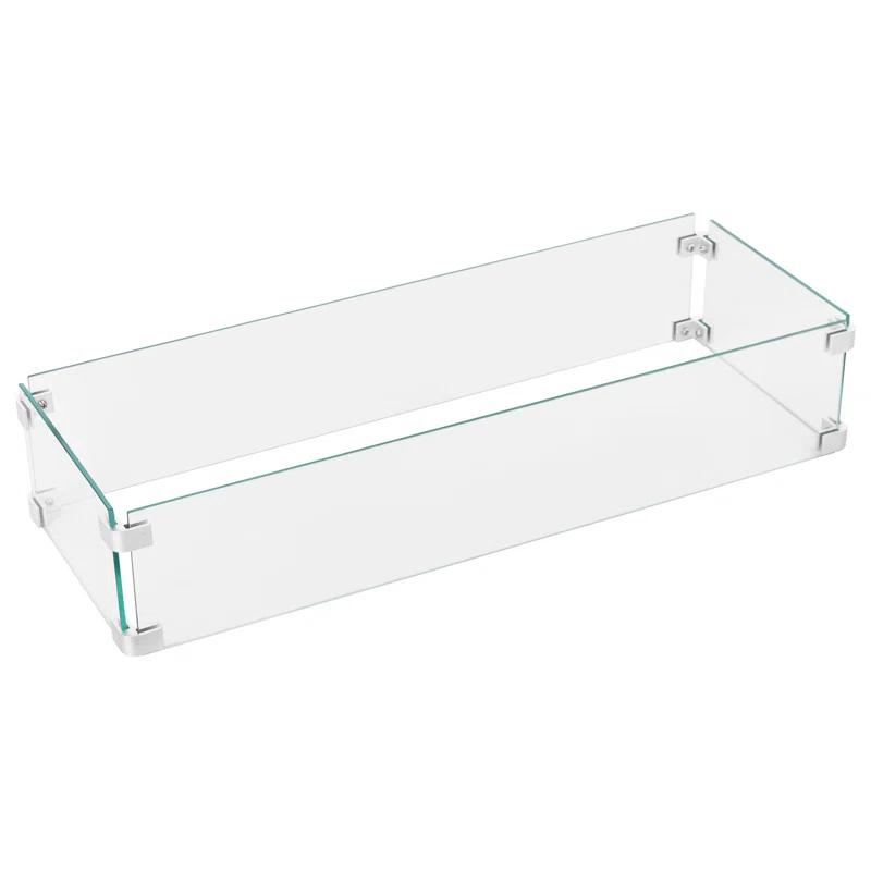 NUU GARDEN Glass Wind Guard For Fire Pit Table, Tempered Glass Heat Resistance