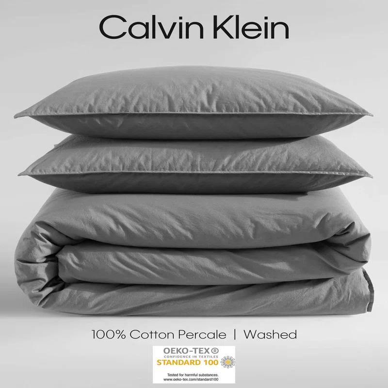 Calvin Klein Calvin Klein Washed Percale Cotton Solid Comforter Set