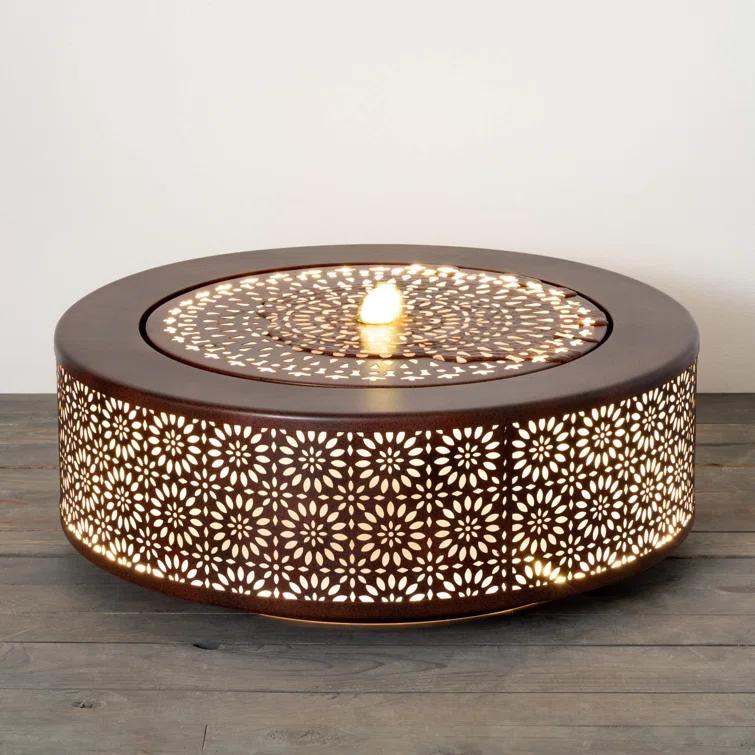 Dakota Fields Corsha Metal Weather Resistant Floor Fountain with Light
