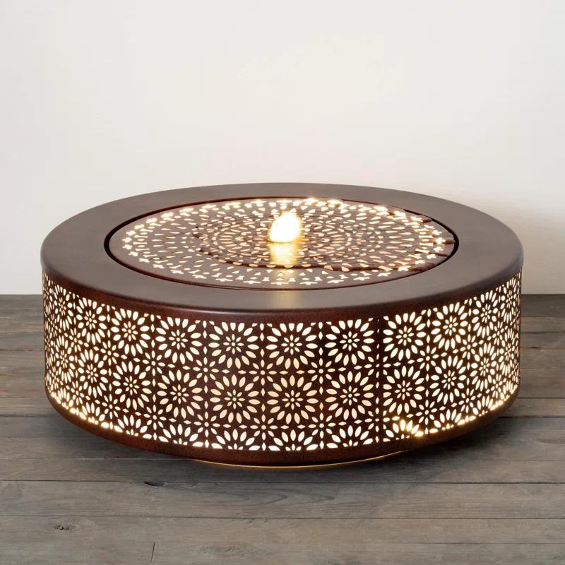 Dakota Fields Corsha Metal Weather Resistant Floor Fountain with Light