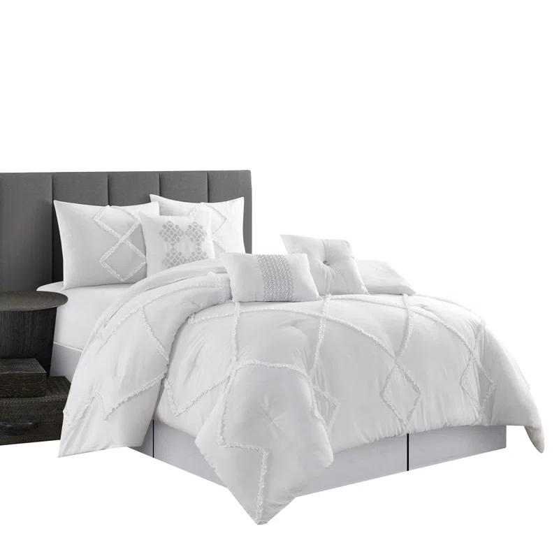 Alissar White Microfiber 7 Piece Comforter Set