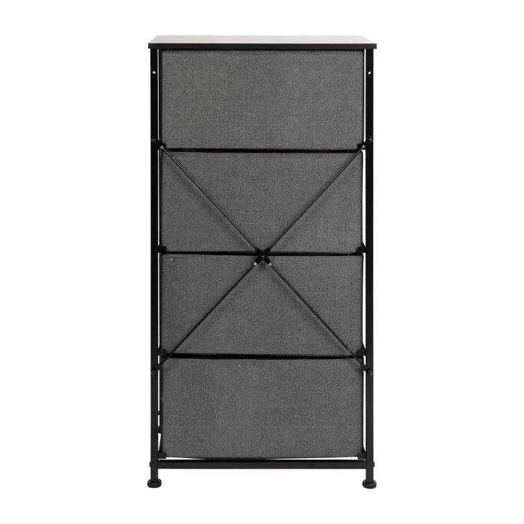Flash Furniture Malone 4 Drawer Vertical Storage Dresser with Wood Top & Fabric Pull Drawers