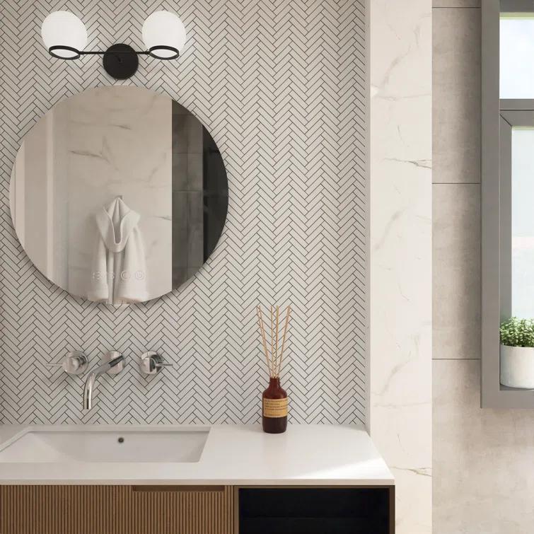 ES Stone Herringbone 0.91" x 4" Porcelain Herringbone Mosaic Wall & Floor Tile (Set of 10)