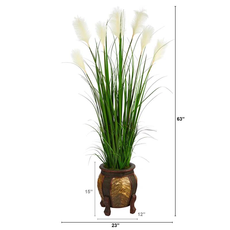 Primrue 63'' Faux Grass in Wood Planter