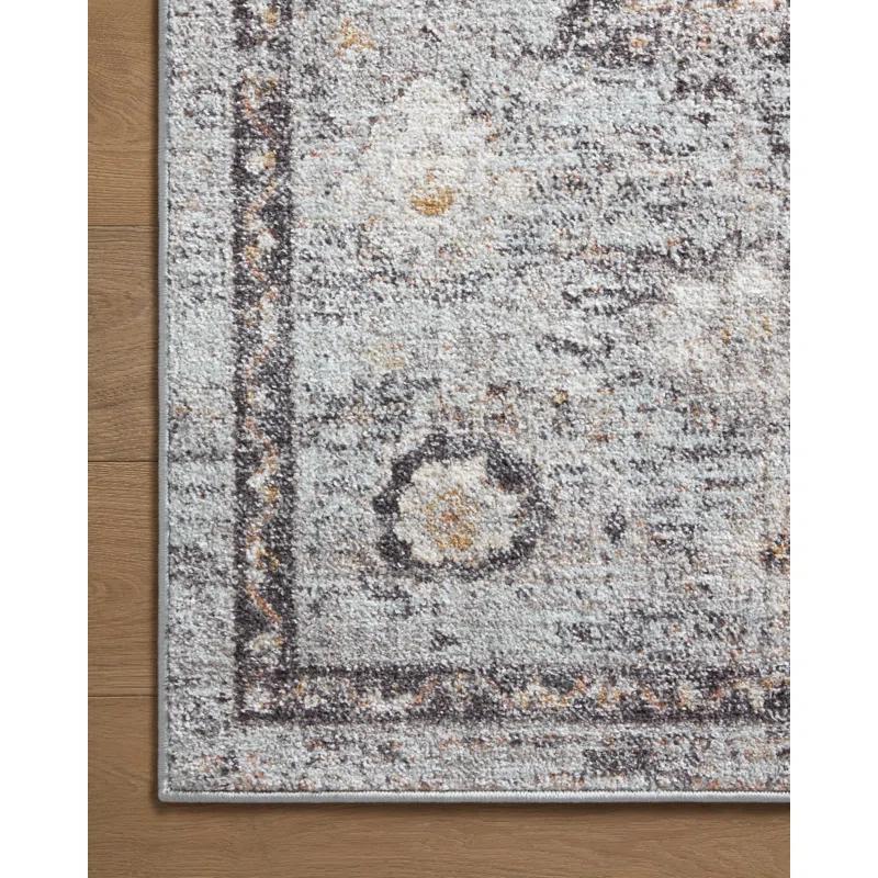 Loloi II Floral Machine Made Power Loomed Polypropylene Area Rug in Gray
