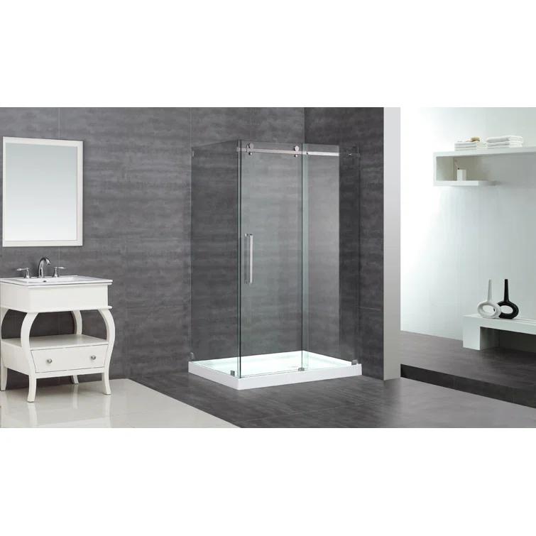 Aston Moselle 44" x 77.5" Rectangular Sliding Shower Enclosure with Base SEN976-TR-CH-48-10-R