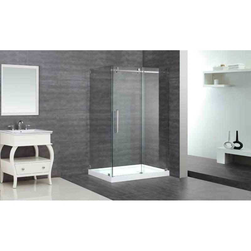 Moselle 44" x 77.5" Rectangular Sliding Shower Enclosure with Base